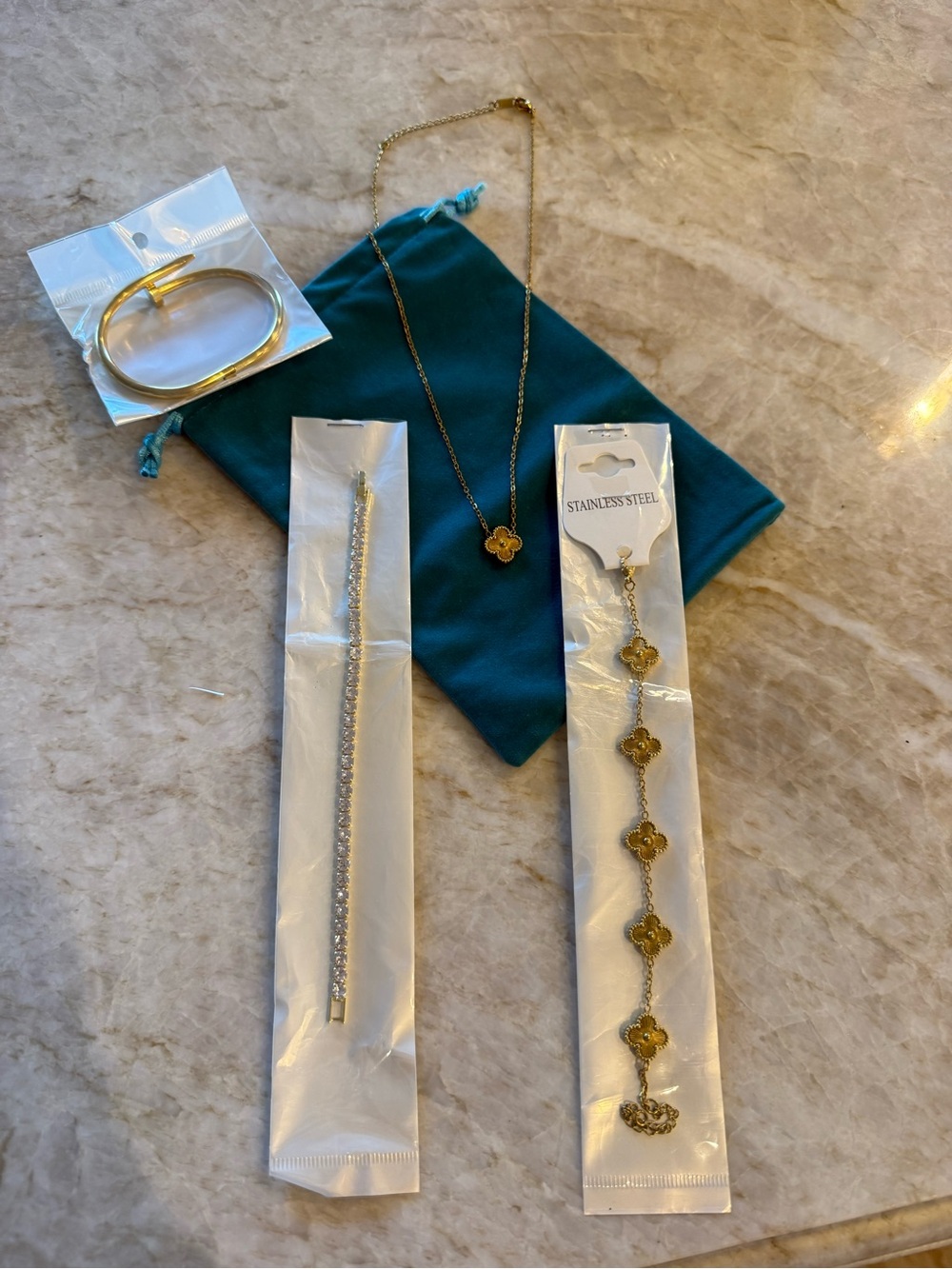 ATOLEA Waterproof NWT  Ocean inspired Clover Necklace and Bracelet Set